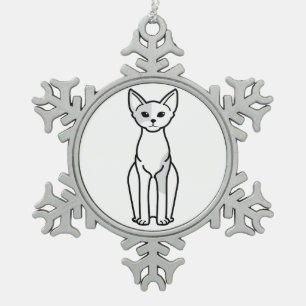 Devon Rex Cat Cartoon Tin Sneeuwvlok Ornament
