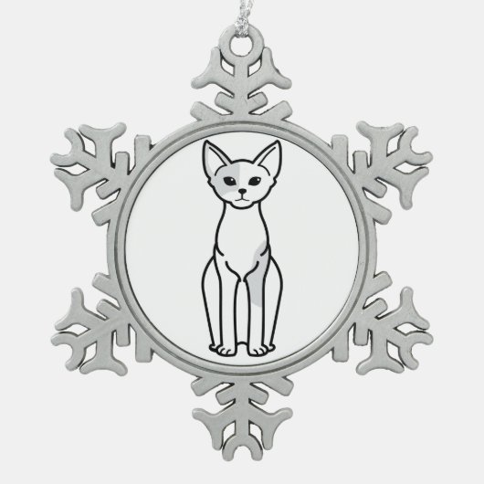 Devon Rex Cat Cartoon Tin Sneeuwvlok Ornament (Voorkant)
