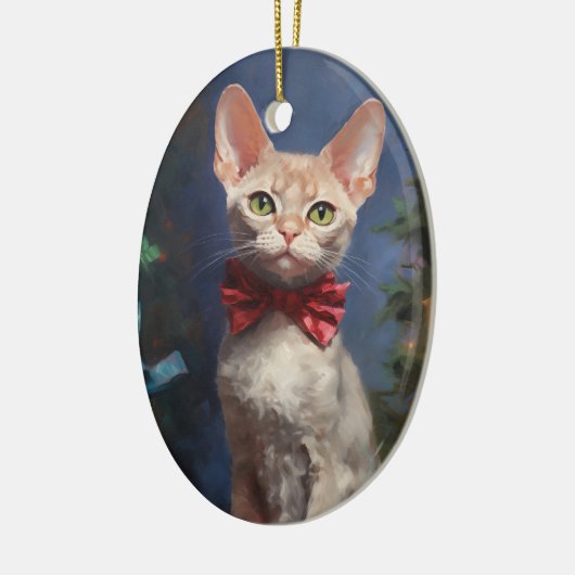 Devon Rex cat Christmas Keramisch Ornament (Links)
