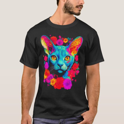 Devon Rex Cat Flower T-shirt (Voorkant)