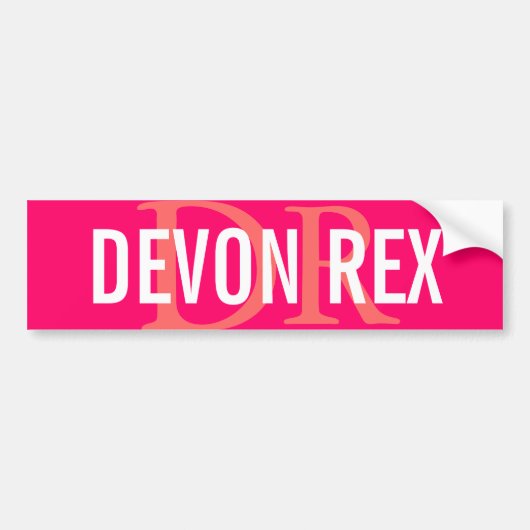 Devon Rex Cat Monogram Design Bumpersticker (Voorkant)