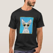 Devon Rex Cat Portrait Pop Art kat met zonnebril T-shirt (Voorkant)