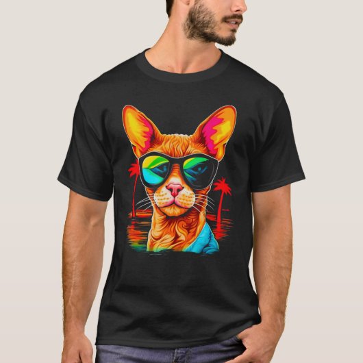 Devon Rex Cat Summer Party T-shirt (Voorkant)