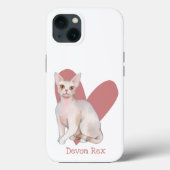 Devon Rex Cat Waterverf Kat Roze hart Case-Mate iPhone Case (Achterkant)