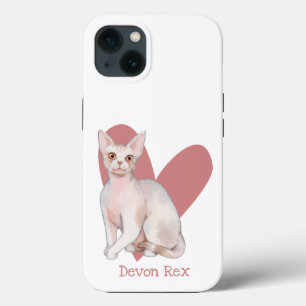 Devon Rex Cat Waterverf Kat Roze hart Case-Mate iPhone Case