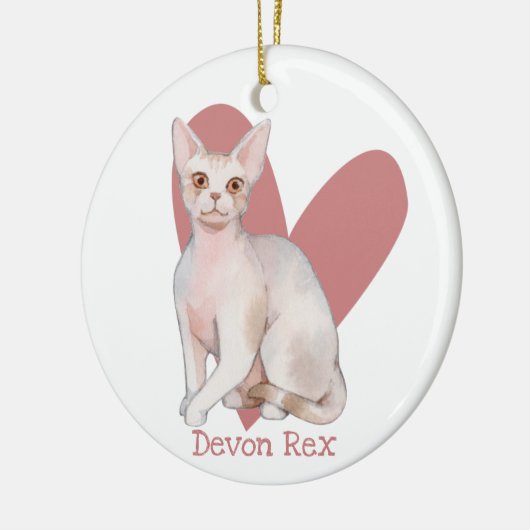 Devon Rex Cat Waterverf Kat Roze hart Keramisch Ornament (Links)