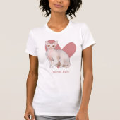 Devon Rex Cat Waterverf Kat Roze hart T-shirt (Voorkant)