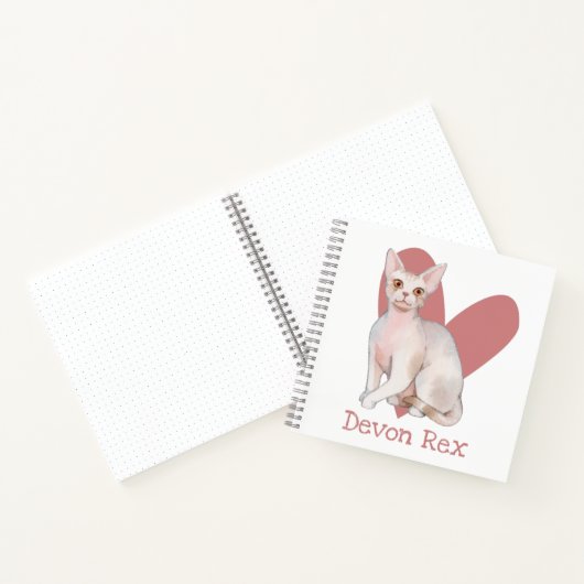 Devon Rex Cat Waterverf Kat Roze Heart Journal Notitieboek (Binnen)