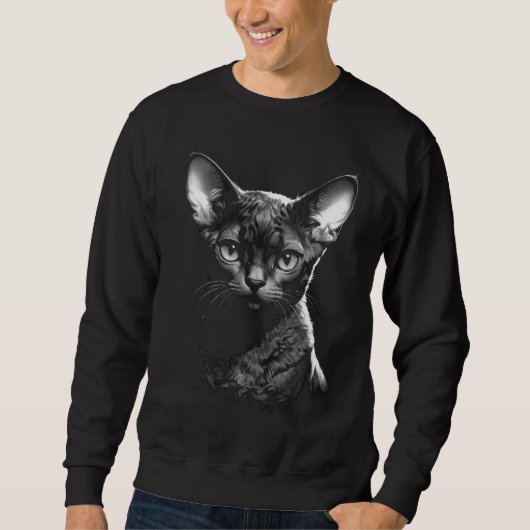 Devon Rex Dark Art Heren Zwarte Trui (Voorkant)