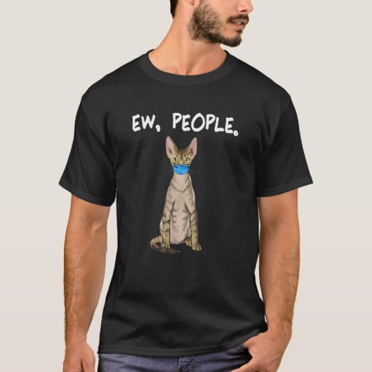Devon Rex Ew People Cat Wearing Face Mask T-shirt (Voorkant)