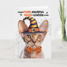 Devon Rex Halloween Kat PURRanormal MEOWolween Feestdagen Kaart