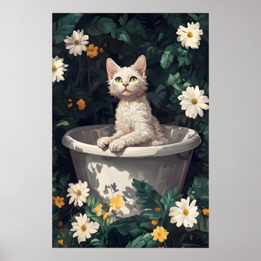 Devon Rex in badposter, grappige katposter Poster (Voorkant)