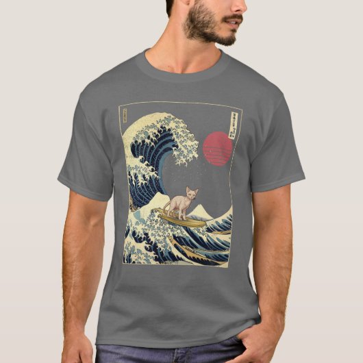 Devon Rex Kanagawa Japanese Surfing Wave T-shirt (Voorkant)