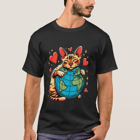 Devon Rex Kat Aardedag Knuffel Liefde Eigenaar Pla T-shirt (Voorkant)