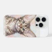 Devon Rex Kat Aquarel Portret iPhone Hoesje (Achterkant horizontaal)