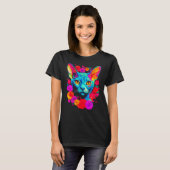 Devon Rex Kat Bloem T-shirt (Voorkant volledig)