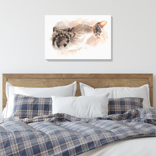 Devon Rex kat Canvas Afdruk (Insitu (Slaapkamer))