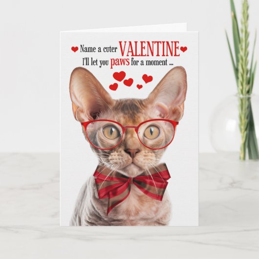 Devon Rex Kat Feline Humor Valentijnsdag Feestdagen Kaart (Voorkant)