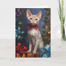 Devon Rex kat Kerst wenskaart Bedankkaart