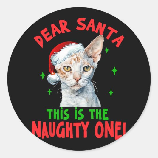 Devon Rex Kat Kerstmis Beste Kerstman Dit is de Na Ronde Sticker (Voorkant)