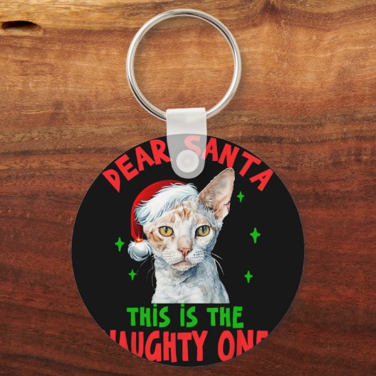 Devon Rex Kat Kerstmis Beste Kerstman Dit is de Na Sleutelhanger (Voorkant)