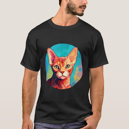 Devon Rex Kat Kleurrijke Kunst Liefde Katten T-shirt (Voorkant)