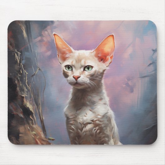 Devon Rex kat Muismat (Voorkant)