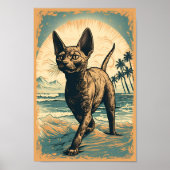 Devon Rex kat op een tropisch strand Poster (Voorkant)