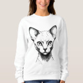 Devon Rex Kat Sketch Dames Sweater (Voorkant)