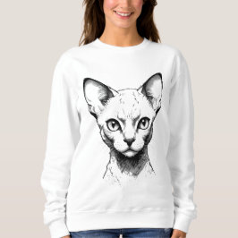 Devon Rex Kat Sketch Dames Sweater