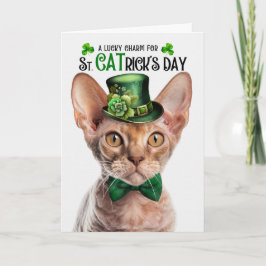 Devon Rex Kat St CATrick's Day Lucky Charm Feestdagen Kaart