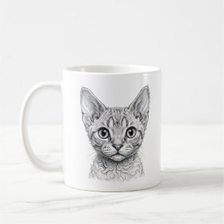 Devon Rex Kitten Mok - Ink Illustratie
