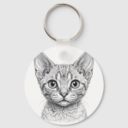 Devon Rex Kitten Sleutelhanger (Voorkant)