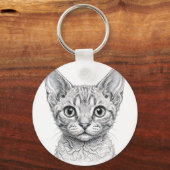 Devon Rex Kitten Sleutelhanger (Voorkant)
