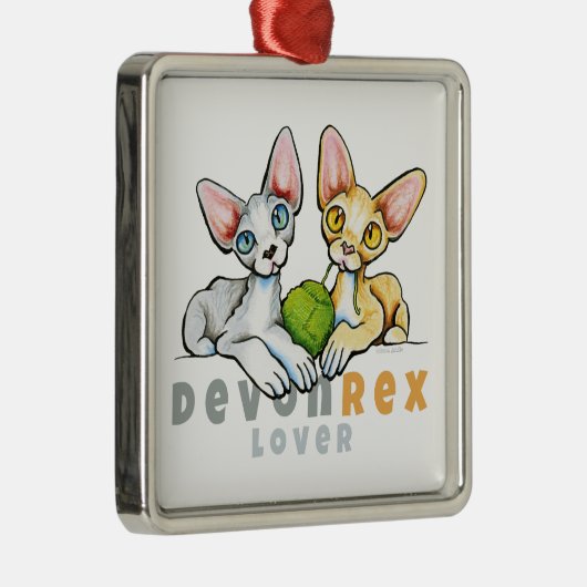 Devon Rex Lover Metalen Ornament (Rechts)