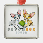 Devon Rex Lover Metalen Ornament (Voorkant)
