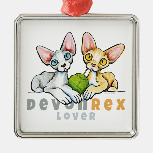 Devon Rex Lover Metalen Ornament (Voorkant)