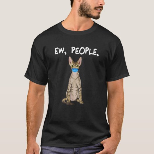 Devon Rex Mensen Bah Kat Met Mondkapje T-shirt (Voorkant)
