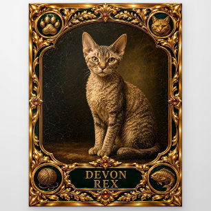 Devon Rex, met juwelen versierde erfstuk kunst Briefkaart