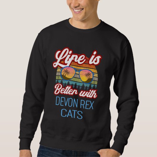 Devon Rex Retro Sunset Life is beter met Devon R Trui (Voorkant)