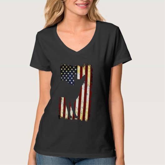 Devon Rex Silhouette American Flag 4 juli Lon T-shirt (Voorkant)