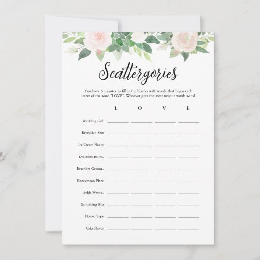 DEVON Scattergories Vrijgezellenfeest Game Kaart (Voorkant)