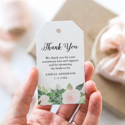 DEVON Succulent Blush Floral Vrijgezellenfeest Fav Cadeaulabel