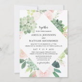 DEVON Succulent & Blush Florals bruiloft Kaart (Voorkant)