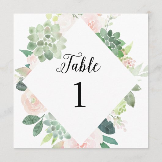 DEVON Succulent Greenery Table Number 5,25-inch vi Programmakaart (Achterkant)