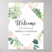 DEVON Succulent Groen Bruiloft Welkom 18x24 Poster (Voorkant)