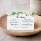 DEVON Succulent Wedding Details Kaart