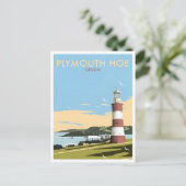 Devon UK Plymouth Lighthouse Travel Retro Geïnspir Briefkaart (Staand voorkant)