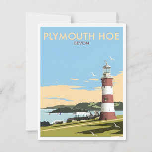 Devon UK Plymouth Lighthouse Travel Retro Geïnspir Briefkaart