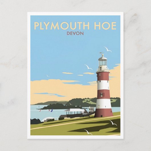 Devon UK Plymouth Lighthouse Travel Retro Geïnspir Briefkaart (Voorkant)